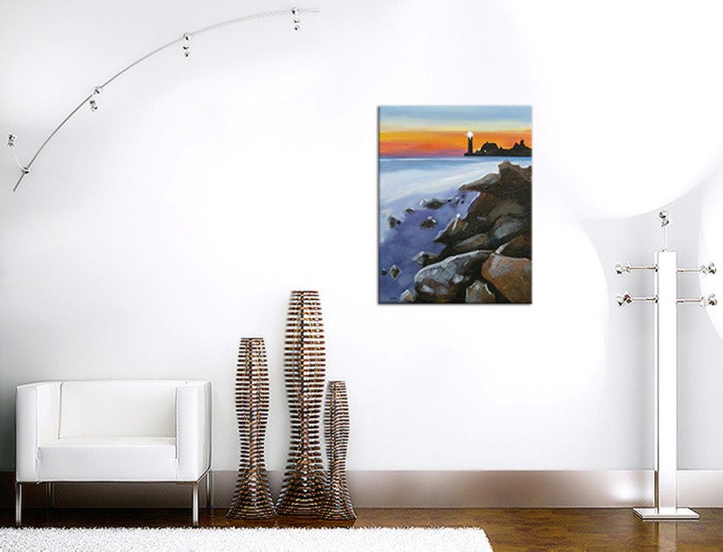 Gemälde Acryl Original abstrakte Malerei Kunst modern Meer Leuchtturm Unikat Bild handgemalt